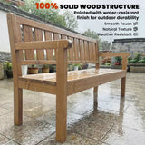 Outsunny Wooden Garden Bench with Liftable Table & Shelf, 2-3-Seater Outdoor Loveseat with Fir Wood Frame, Teak
