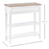 HOMCOM Console Table Hallway Side Desk 1 Drawer 2 Shelves Worktop Handle Retro Elegant Style Home Display Storage for Bedroom Livingroom