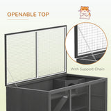 PawHut Wooden Hamster Cage, Small Animals Hutch with Tray, Openable Top, Exercise Play House Pen, 115L x 57W x 55Hcm, Grey