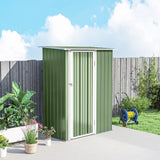 Outsunny 5ft x 3ft Metal Garden Storage Shed, Outdoor Tool Shed with Sloped Roof, Lockable Door for Tools, Equipment, Light Green
