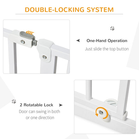 PawHut Wide Dog Safety Gate, with Door Pressure, for Doorways, Hallways, Staircases - White