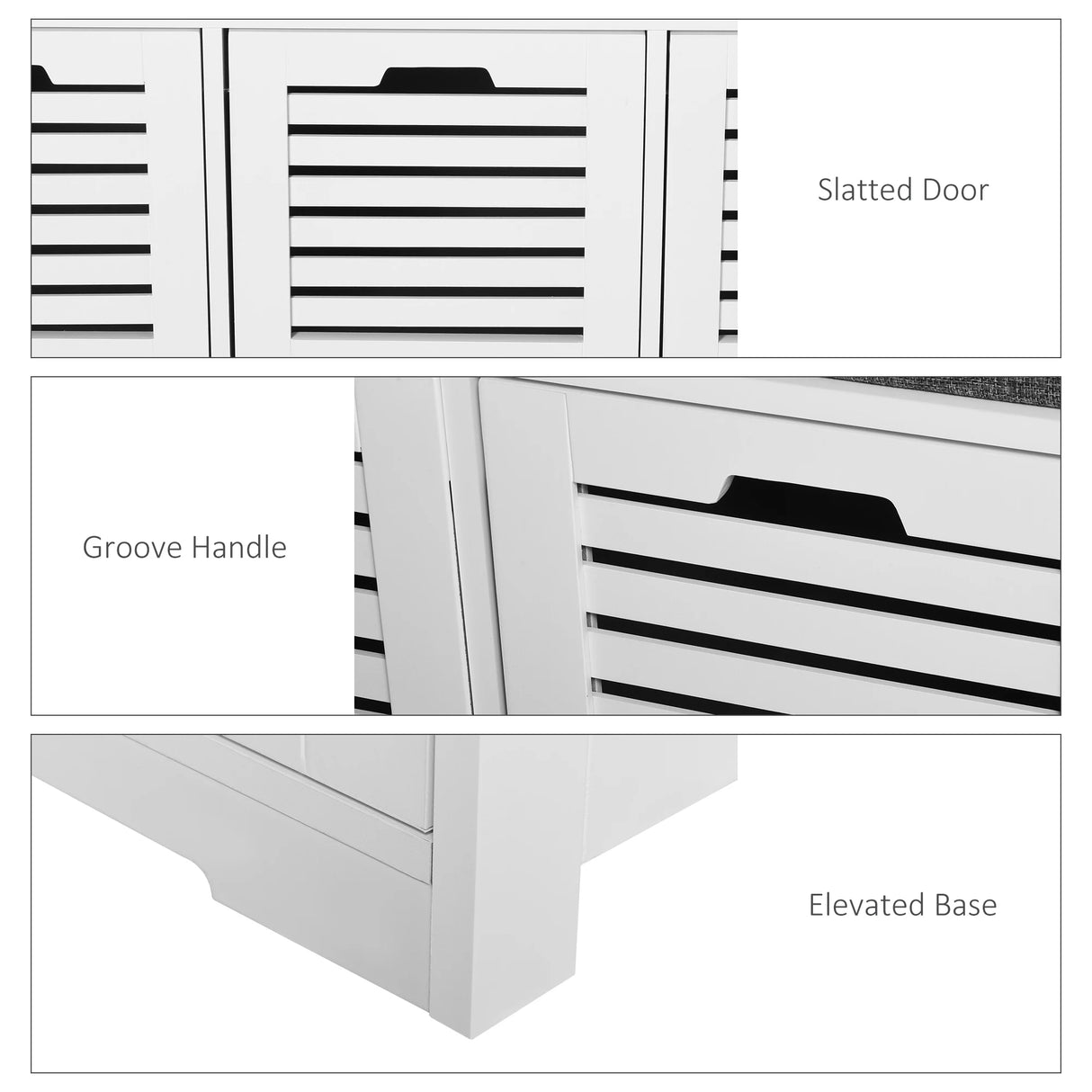 HOMCOM 3-Drawer Shoe Storage Bench - White