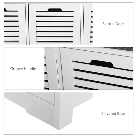 HOMCOM 3-Drawer Shoe Storage Bench - White