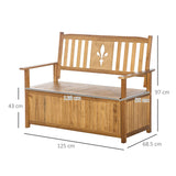 Outsunny Two-Seater Wooden Storage Bench - Natural Finish