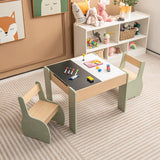 4 in 1 3 pcs. Wooden Children&#39;s Lounge Set With Removable Panel &amp; Storage Green