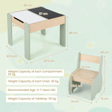 4 in 1 3 pcs. Wooden Children&#39;s Lounge Set With Removable Panel &amp; Storage Green