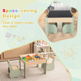 4 in 1 3 pcs. Wooden Children&#39;s Lounge Set With Removable Panel &amp; Storage Green