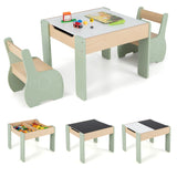 4 in 1 3 pcs. Wooden Children&#39;s Lounge Set With Removable Panel &amp; Storage Green