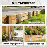 Outsunny 20 Pack Railway Sleeper Brackets, 41 cm Heavy Duty Galvanised Steel Sleeper Stakes with Screws and Gloves
