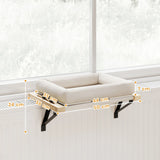 PawHut Cat Radiator Bed, Adjustable Hanging Cat Hammock with Removable and Washable Cushion for Indoor Cats, Cream White