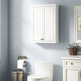 HOMCOM Bathroom Wall Cabinet with Adjustable Shelves - White