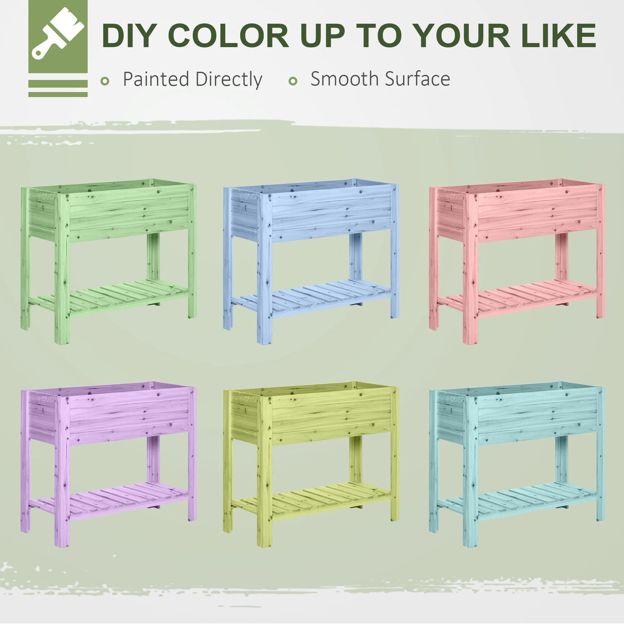 Outsunny Wooden Raised Plant Stand Outdoor Flower Bed Box with Clapboard 100 x 40 x 84cm
