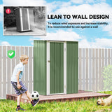 Outsunny 5ft x 3ft Metal Garden Storage Shed, Outdoor Tool Shed with Sloped Roof, Lockable Door for Tools, Equipment, Light Green