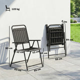Outsunny Folding Garden Chairs, Garden Dining Chairs with Plastic Slatted Seat Back, Armrests, Steel Frame, Set of 4, Black