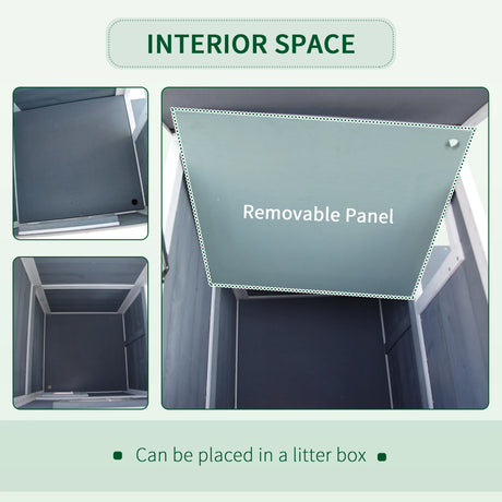 PawHut Wooden Cat House 2-Floor Outdoor Kitten Shelter with Window Grey