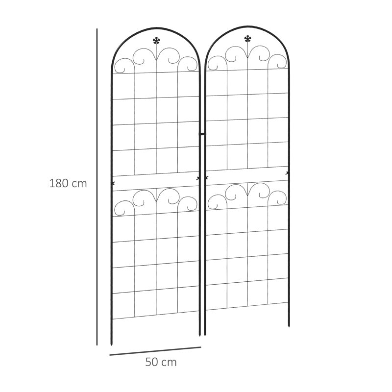 Outsunny Metal Trellis Set of 2, Garden Trellis for Climbing Plants Support Frames, Floral Design