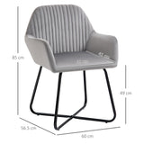 HOMCOM Velvet-Feel Plisse Back Accent Chair - Grey