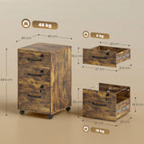 HOMCOM Three Drawer Wood-Effect Filing Cabinet - Rustic Brown