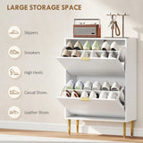 HOMCOM Elegant Two-Drawer Shoe Cabinet - White