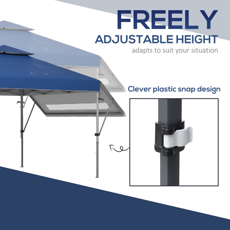 Outsunny 5 x 3m Height Adjustable Pop-Up Gazebo, with Accessories - Blue