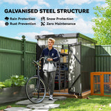 Outsunny 5.3 x 8.5ft Galvanised Steel Garden Shed, Metal Shed with Roof Windows, Leakage Holes and Lockable Wide Door for Outdoor Patio Tool Storage
