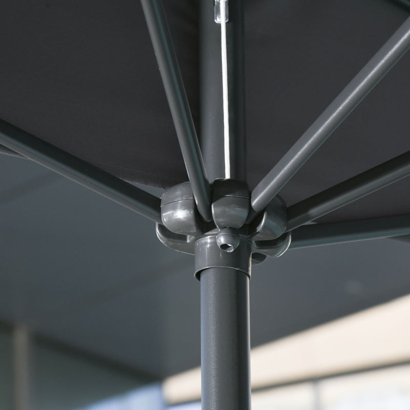Outsunny Balcony Half Parasol Semi Round Umbrella Patio Crank Handle (2.3 m, Grey)- NO BASE INCLUDED