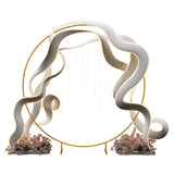 Outsunny 222cm Gold Tone Backdrop Stand, Round Metal Wedding Arch for Birthday Party, Bridal Shower, Graduation, Ceremony