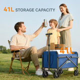 Outsunny 41L Festival Trolley on Wheels, Small Garden Folding Trolley Cart, 60kg Heavy Duty Collapsible Folding Wagon with Adjustable Handle and Carrying Bag for Beach, Camping, Festival, Blue