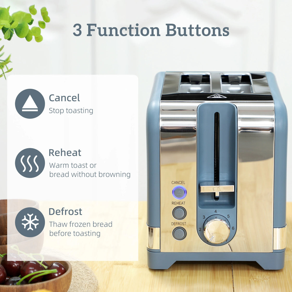 HOMCOM Sleek Textured Kettle and Toaster Set - Blue