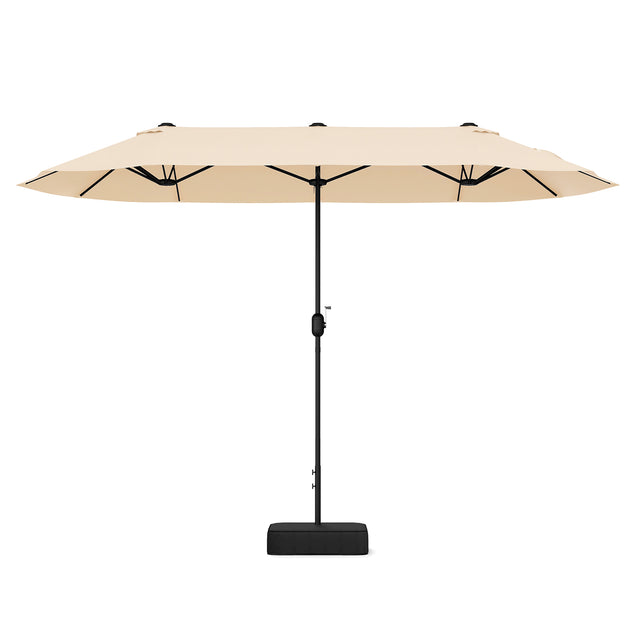13 Feet Double-Sided Patio Twin Table Umbrella with Crank Handle-Beige