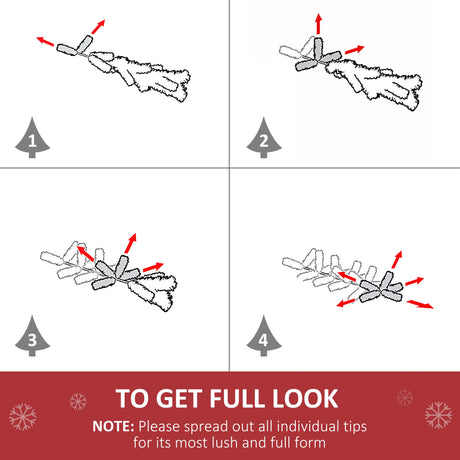 HOMCOM 1.8m 6ft Pre-Lit Christmas Tree Artificial Spruce Xmas Tree Warm White LED Holiday Dcor with Metal Stand