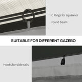 Outsunny 4 Pack Replacement Gazebo Curtains Privacy Panel for Most 3 x 4m Gazebo Canopy Pavillion Outdoor Shelter Sidewalls Accessories Light Grey