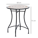 Outsunny 60cm Mosaic Round Bistro Table Side Bar Table Patio Garden Outdoor Balcony Furniture