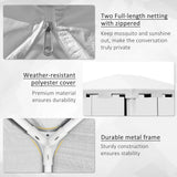 Outsunny 4 x 3 m Party Tent Wedding Gazebo Outdoor Waterproof PE Canopy Shade with Panel