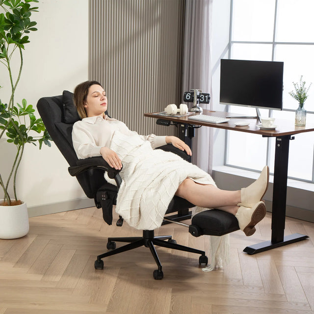 Vinsetto Office Chair with 6-point Vibration Massage and Heat, Computer Chair with Adjustable Height, Head Pillow, Footrest for Home, Black