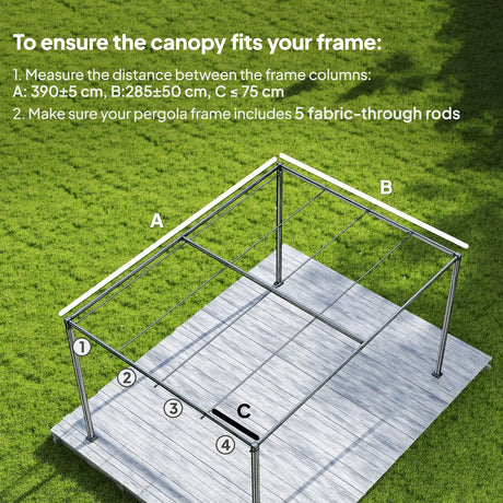 Outsunny Retractable Pergola Canopy Only, 3.92 x 3.5 m, UV30+ Replacement Canopy Cover for 4 x 3 m Pergola, Dark Grey