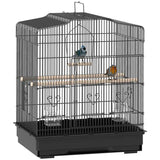 PawHut Large Metal Bird Cage with Stand, Perches, Food Bowls, Swing for Budgie, Parakeet, 46.5 x 36 x 59cm, Black