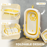 AIYAPLAY Foldable Baby Bath Tub Set with Bath Cushion, Wash Basin, Non-Slip Stand, Bottom, Yellow