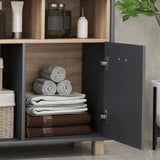 HOMCOM Freestanding Bathroom Cabinet, Bathroom Storage Unit, Bathroom Storage Cabinet with Open Compartments and Double Doors