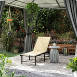 Outsunny Reclining Sun Lounger - Khaki