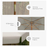 Outsunny 3.3m Elegant Wooden Parasol - Grey