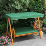 Outsunny 3 Seater 2-in-1 Wooden Garden Swing Seat Swing Chair Outdoor Convertible Hammock Bench Furniture Lounger Bed Wood, Dark Green