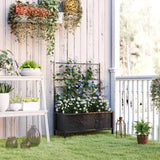 Outsunny Raised Bed for Garden with Trellis, Galvanised Planter Box with Diamond Pattern, Drainage Holes for Vegetables, Herbs and Flowers, 90 x 40 x 120 cm, Black