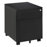 Vinsetto 2-Drawer Vertical File Cabinet, Lockable Steel Filing Cabinet with Pencil Tray and Hanging Bar for A4, Letter, Legal-sized Files, Fully Assembled Except Casters, Black