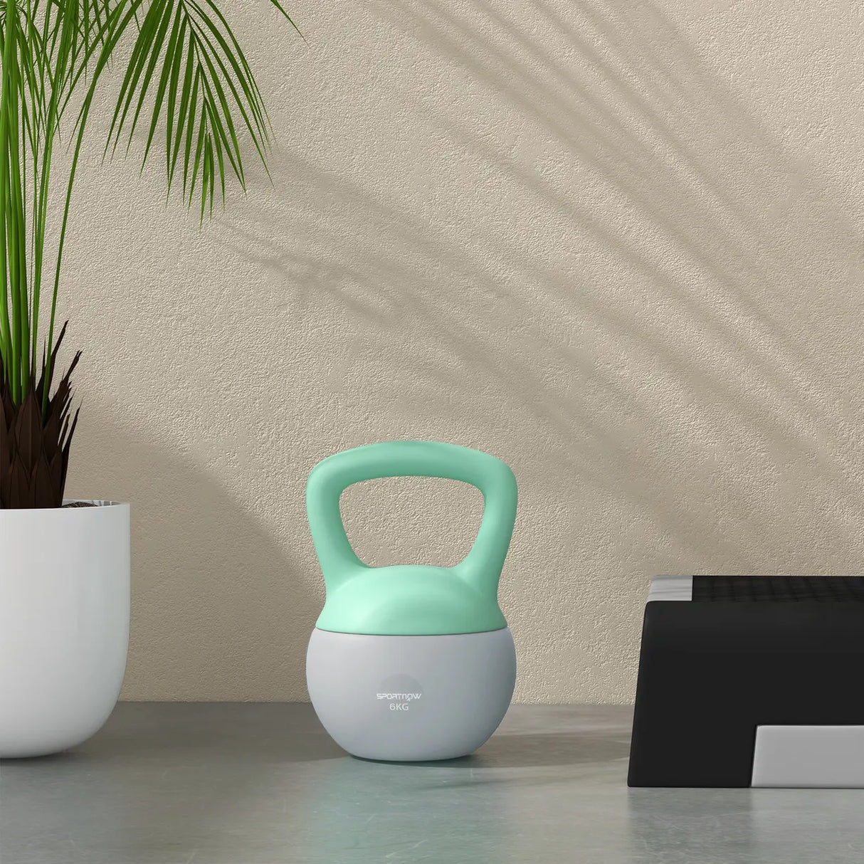 SPORTNOW 6KG Soft Kettlebell, Kettlebell with Non-Slip Handle for Home Gym, Weight Lifting, Strength Training, Green/Grey