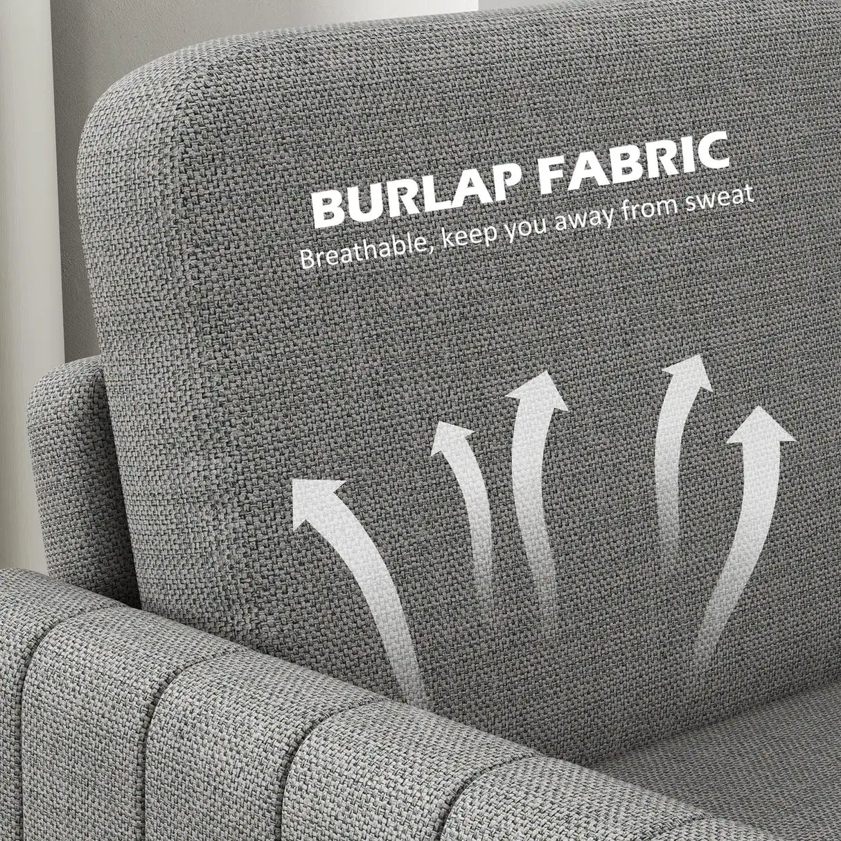 HOMCOM 2 Seater Sofa, Channel Tufted Modern Fabric Couch, Comfy Upholstered Small Sofa Loveseat with Spring Cushion, Back Pillow, for Living Room, Bedroom, Office, Light Grey