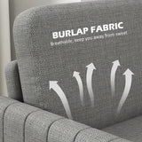 HOMCOM 2 Seater Sofa, Channel Tufted Modern Fabric Couch, Comfy Upholstered Small Sofa Loveseat with Spring Cushion, Back Pillow, for Living Room, Bedroom, Office, Light Grey