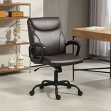 HOMCOM Executive Office Chair, Faux Leather Desk Chair with Height Adjustable, Swivel Wheels and Tilt Function, Computer Chair for Home Office and Study Room, Brown