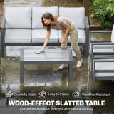Outsunny 5 Pieces Aluminium Garden Furniture Set with Olefin Cushions, Extra Deep Outdoor Garden Sofa Set, Dark Grey