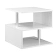 HOMCOM Wooden S Shape Cube Coffee Table 2 Tier Storage Shelves Organizer Office Bookcase Living Room End Desk Stand Display (White)